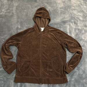 Vanity Fair Brown Velour Zip Up Hoodie Jacket XL